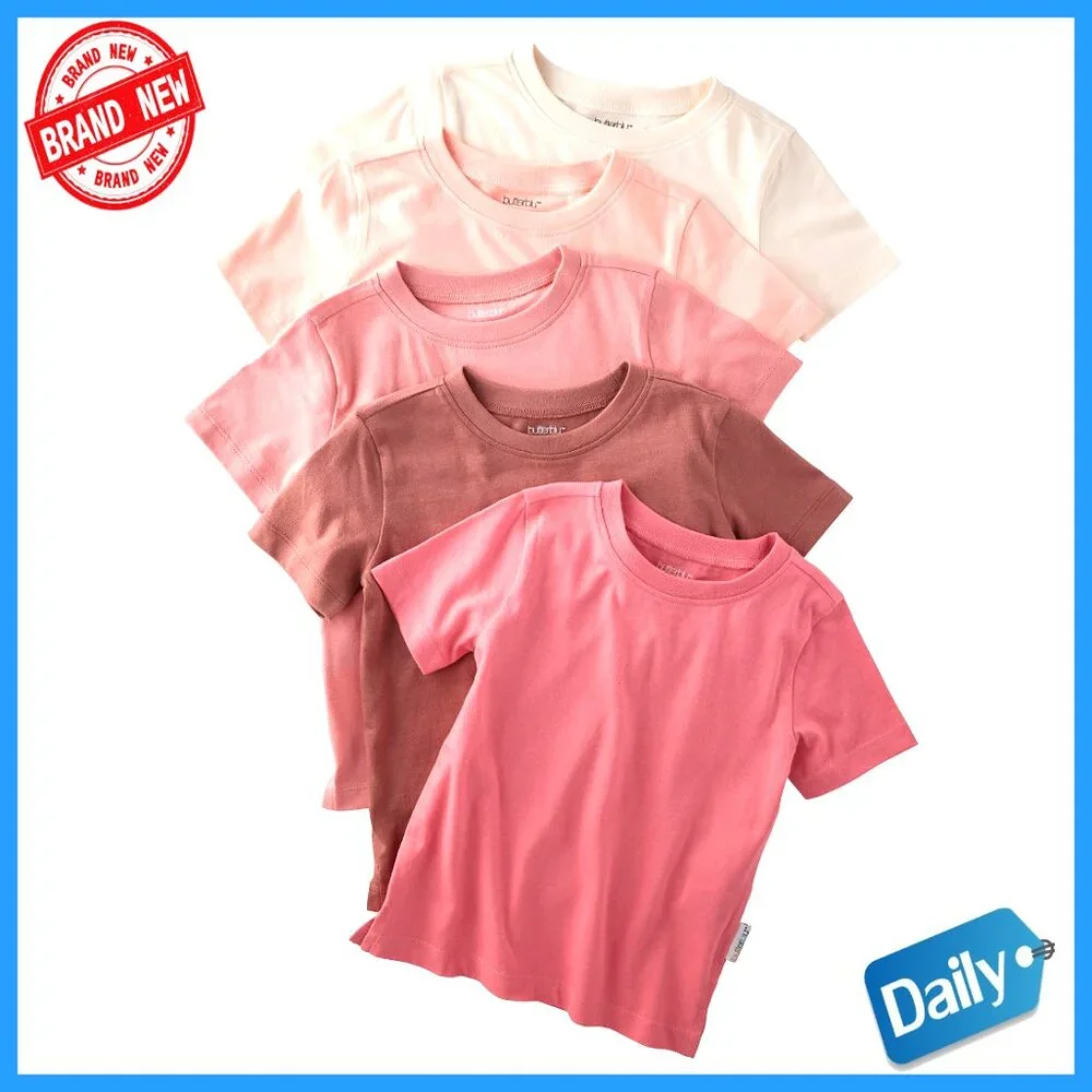 5-Pack Toddler Short Sleeve T-Shirts 100% Organic Cotton 12M-7T